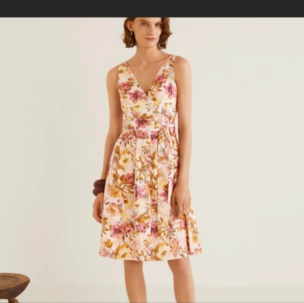 MNG   Mango Floral Button-Down Dress